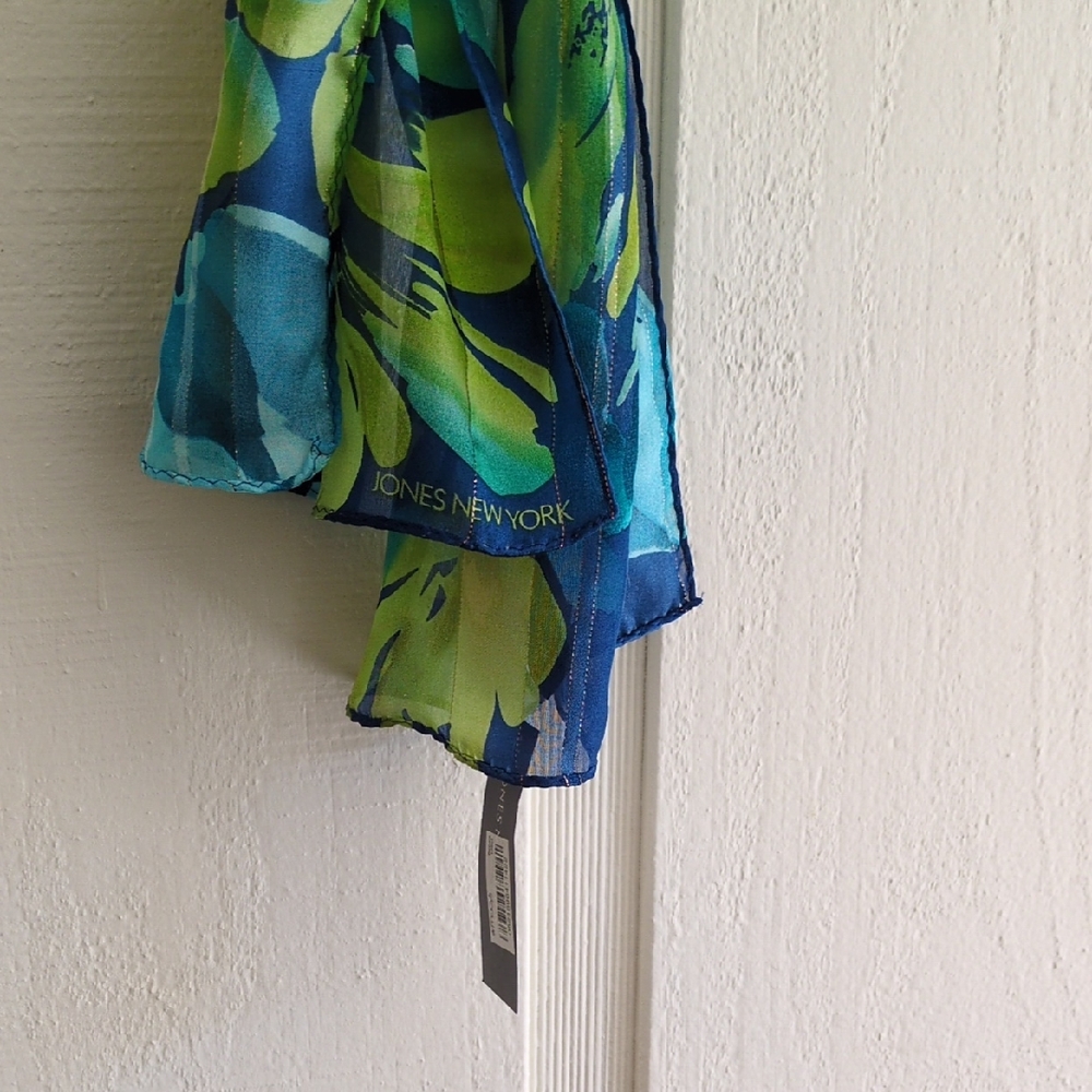Jones New York Blue and Green Scarf